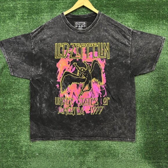 Led Zeppelin United States of American 1977 Rock Band Mineral Wash T-Shirt 2X - Picture 1 of 4
